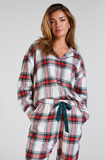 Hunkemöller Twill Long-Sleeved Pyjama Top White
