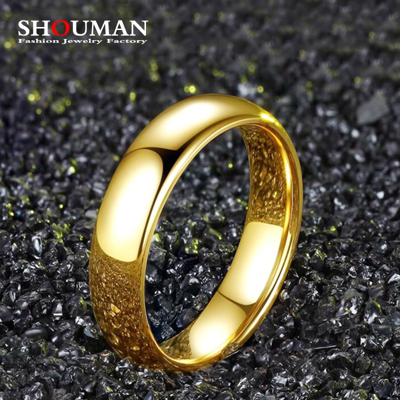 SHOUMAN 2020 Fashion Simple Wedding Rings for Women 4mm Custom Engrave Lover Couple Stainless Steel Charm Jewelry Gift