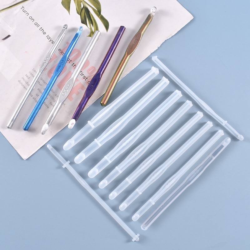 DIY Crafts Making Tool Crochet Hook Crystal Epoxy Resin Mold DIY Knitting Sweaters Scarves Tool Casting Silicone Mould