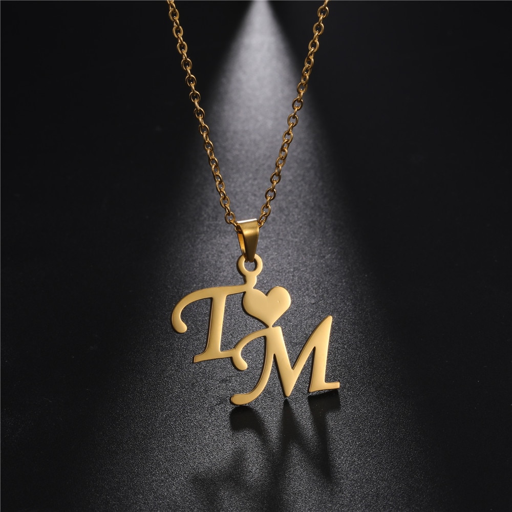 Lemegeton Personalized Name Necklace Custom Initial Letter Necklaces For Women Stainless Steel Jewelry Customized Nameplate Gift
