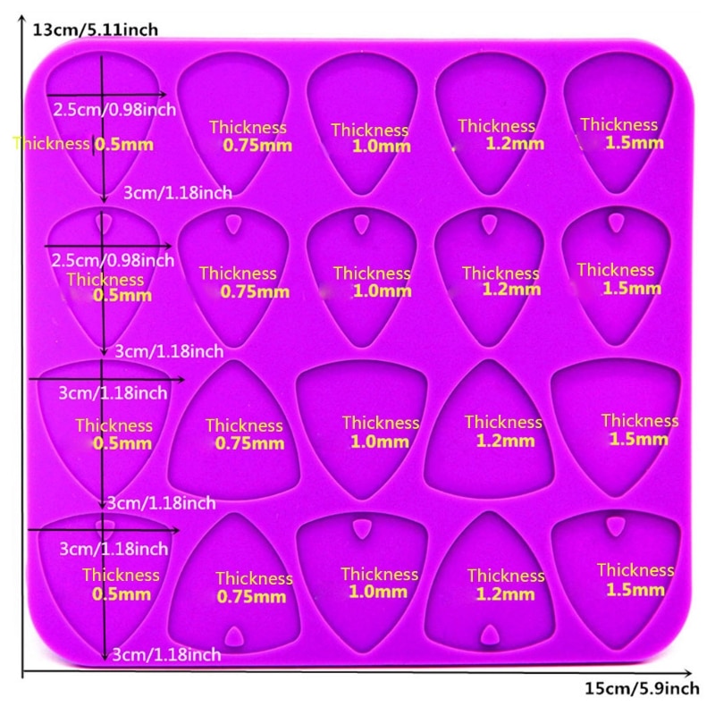 Guitar Picks Resin Mold Silicone Guitar Plectrums Resin Casting Mold DIY Guitar Thumb Finger Picks Mold Tools Universal