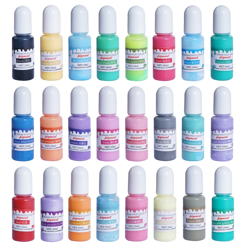 Crystal Epoxy Solid Precision 10ml Concentration Cream Color Resin Pigment Colorant 24 Colors for Jewelry DIY Crafts Art Making
