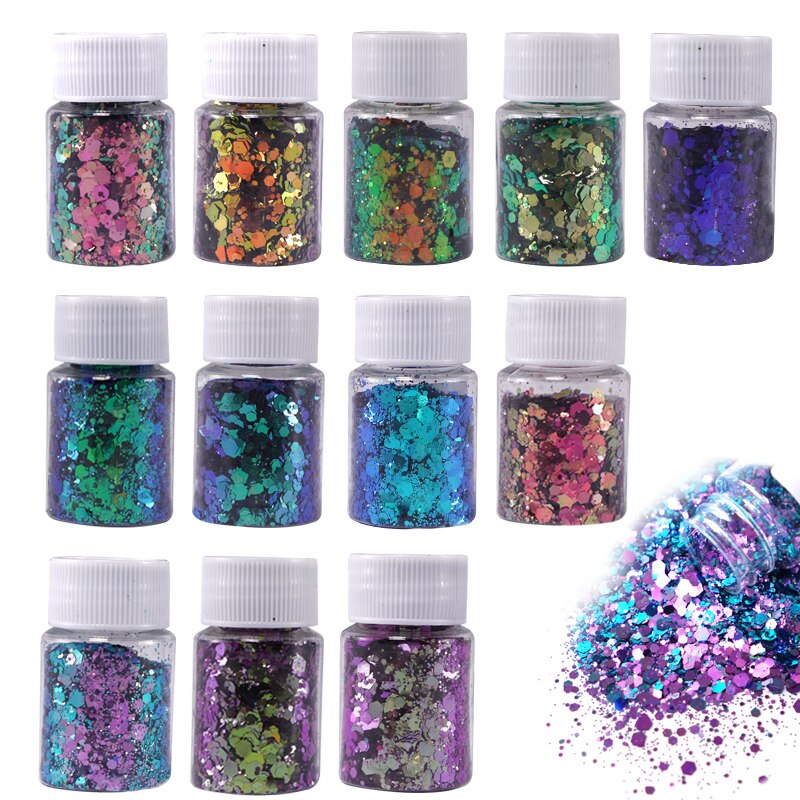 Holographic Chunky Glitter Mix Colors Face Body Eye Hair Nail Festival Glitter Different Size For DIY UV Epoxy Resin Crafts