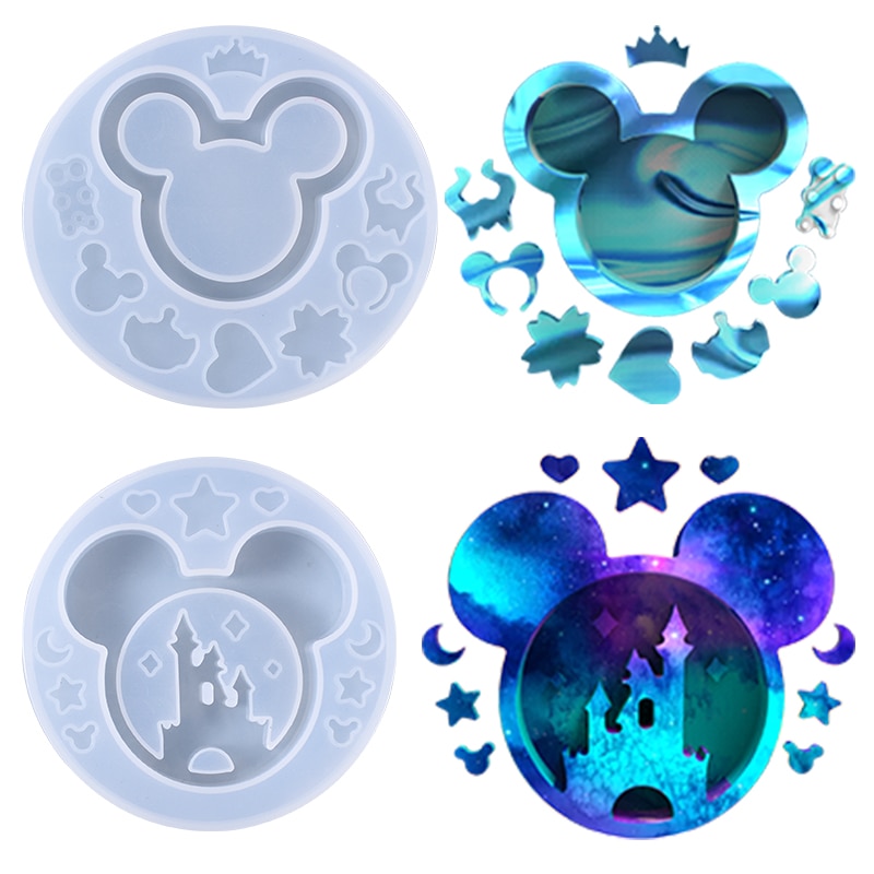 Castle Mouse Head Shaker Mold Resin Epoxy Jewelry KeyChain Mold Making DIY Bottle Maple Leaf Shaker Filling Stuff Silicone Molds
