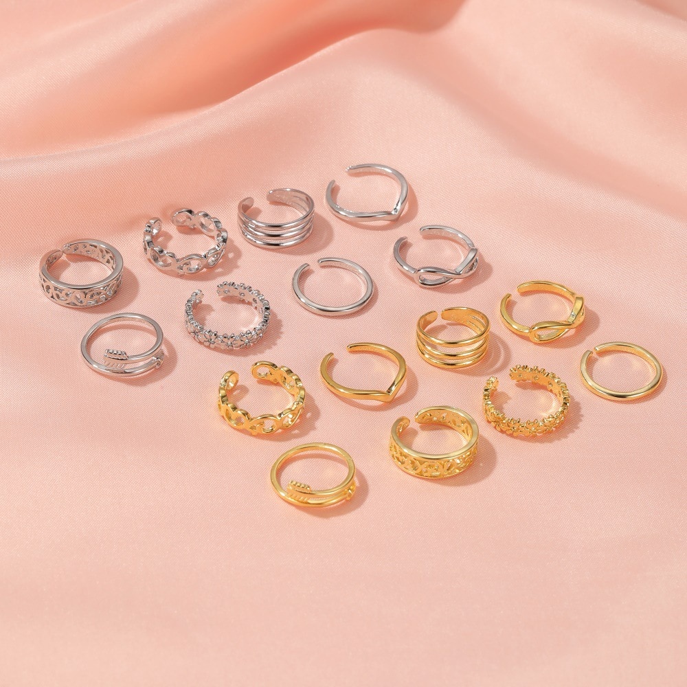 8PCS Toe Rings for Women Adjustable Stainless Steel Fashion Stackable Women's and Men's Open Ring Summer Beach Sexy Je