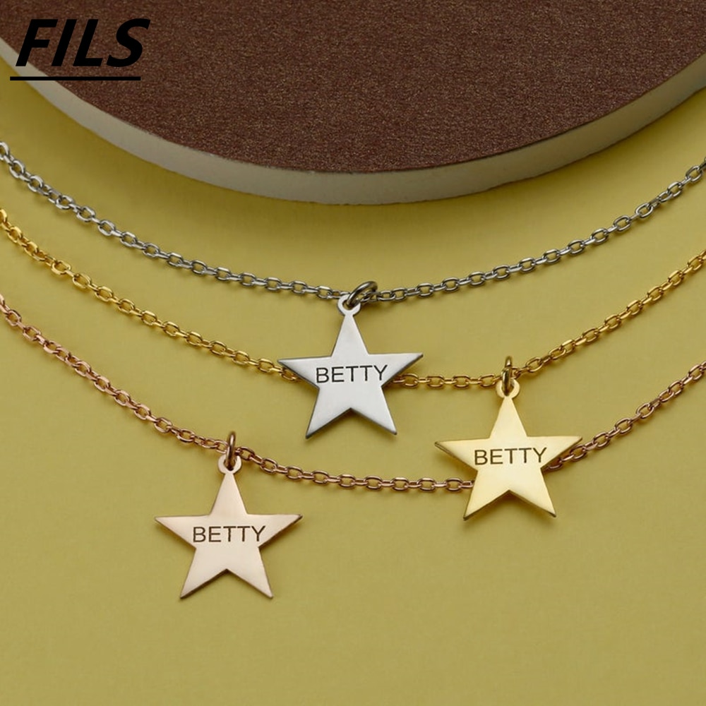 Personality Custom Jewelry Stainless Necklace For Women Man Lover Five-Pointed Star Pendant Necklaces Gold Silver Decoration