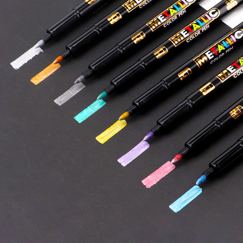 8pcs/Set Metallic Color Pen Art Marker Pen Set DIY Resin Glue Stroke Drawing Tool Coloring Colored Pen Metal Waterproof Paint