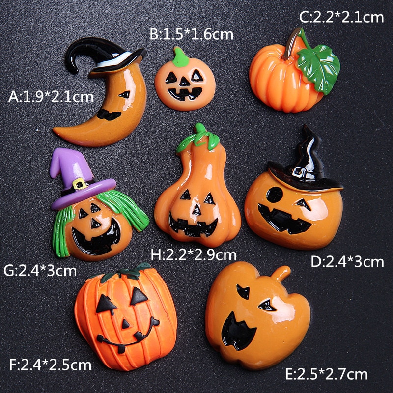 20PC Mix Halloween Pumpkin Cloud Resin Flatback Cabochon Kawaii DIY Resin Craft Decoration Miniature Resin Halloween For DIY