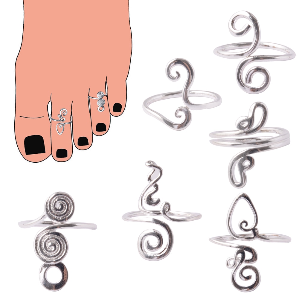 361L Surgical Steel Knuckle Foot Ring Open Toe Rings For Women Summer Beach Vacation Girls Finger Heart Ring Adjustable Size