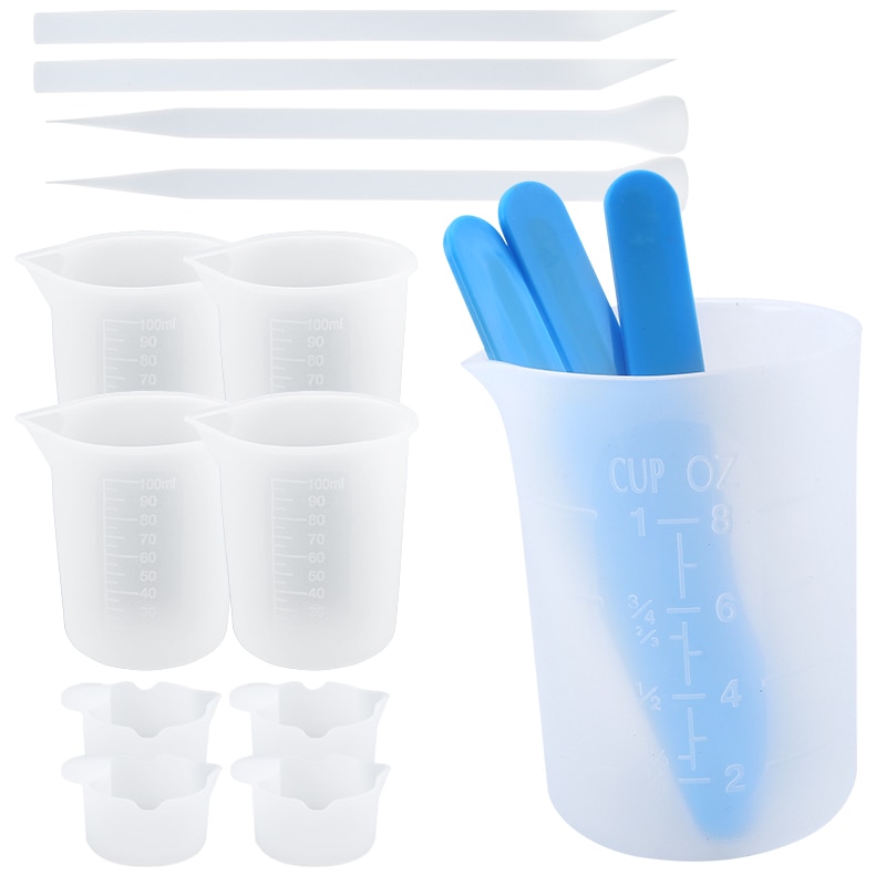 Mixing Resin Tool Kit Reusable Silicone Popsicle Sticks Scaled Silicone Cups for Making DIY Crafts Mixing, Resin, Epoxy, Liquid