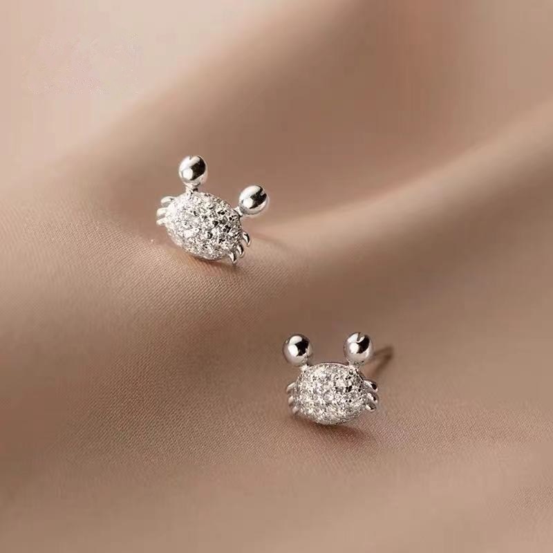 Karopel S925 Sterling Silver Fashion High-quality with Sea Crab Underwater World Crab and Starfish Fine Beauty Stud Earrings