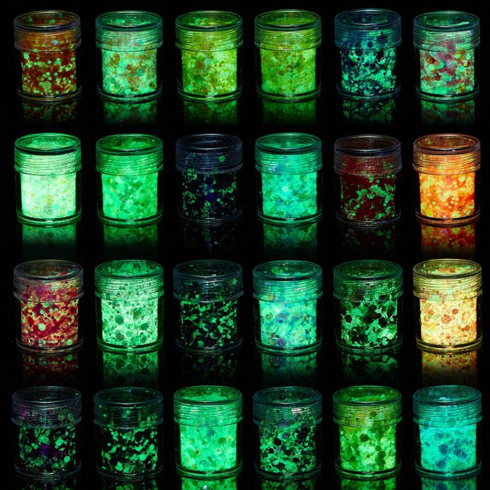 24 Colors Luminous Sequins Glow in the Dark Glitters Fillers for DIY Epoxy Resin Mold Nail Art Crafts Resin Filling Decoration