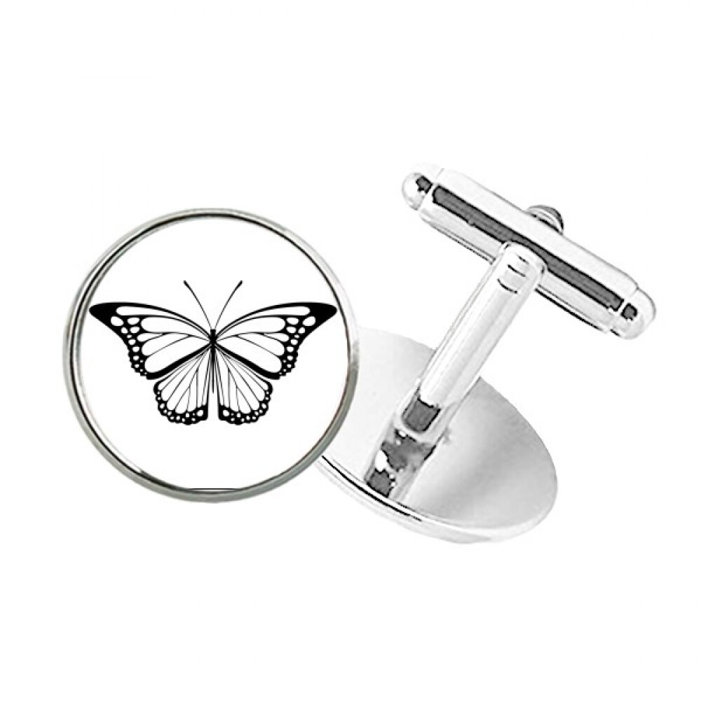 Simple Black Specimen Round Button Cuff Clip Stud Cufflinks