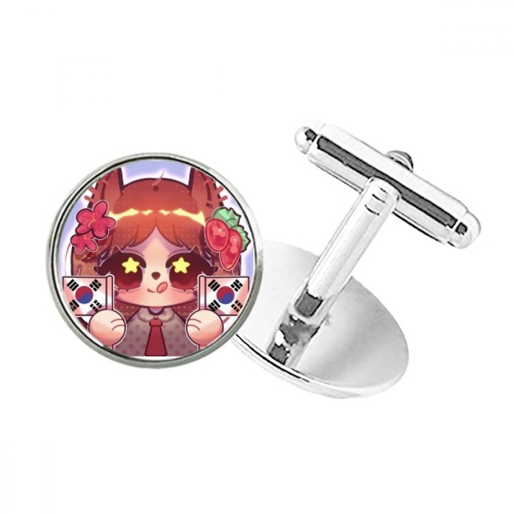 Squirrel Korea Flag Hibiscus Flower Cuff Clip Stud Accessory Cufflinks Sleeve Button