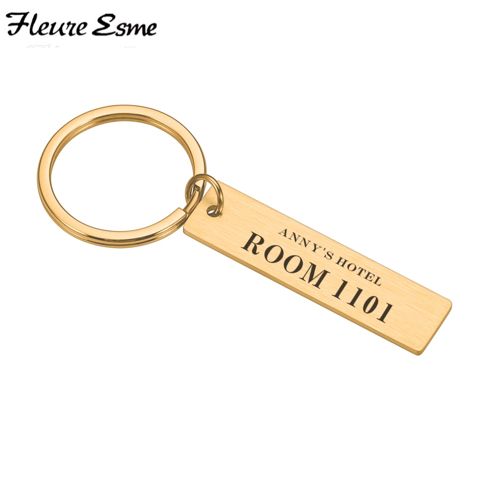 Hotel Keychain Custom Name Room Number Stainless Steel Fashion Luxury Key Accessories Souvenir Wholesale Dropshipping
