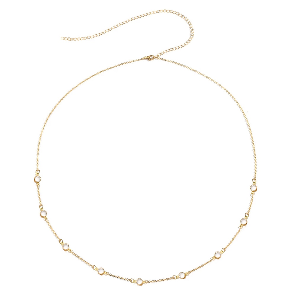 Minamama 2022 New Stainless Steel Bikini Jewelry Crystal Waist Chain Belly Chain For Women Girls Minimalist Sexy Body Accesorios