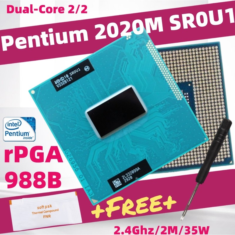 Pentium 2020M SR0U1 2030M SR0ZZ Dual-Core Laptop CPU Socket G2 PGA988B HM75 HM76 HM77 QM77 QS77 Processor