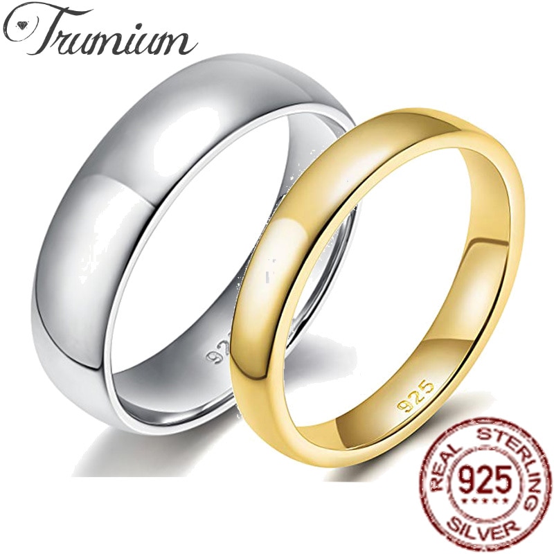 Trumium 2/ 4/6mm 925 Sterling Silver Ring High Polish Plain Dome Wedding Band Comfort Dropshiping Free Engraving
