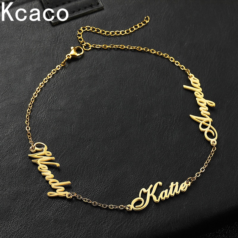 Kcaco Custom Multi-name Bracelet for Women Personalized Family Name Bracelets Stainless Steel Female Jewelry Family Gift