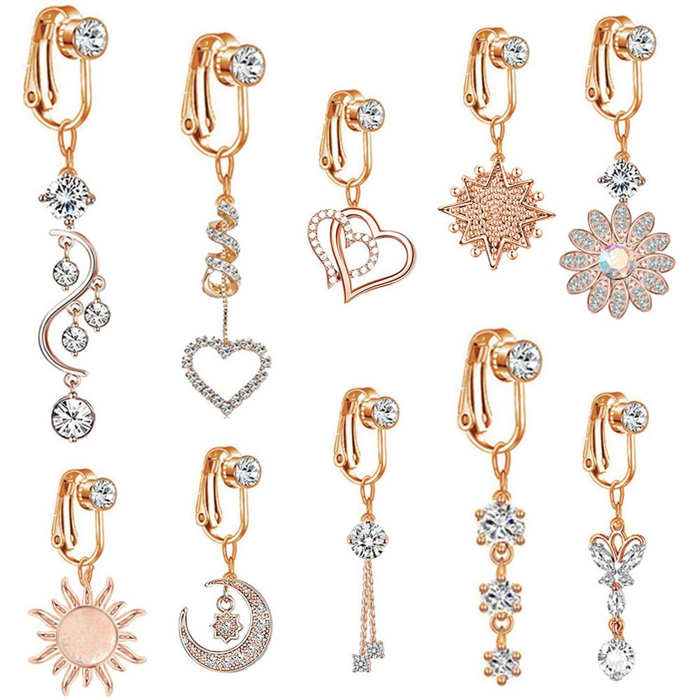 On Umbilical Cartilage Clip Navel Rings Faux Piercing Body Jewelry Fake Belly Rings Belly Button Rings Navel Clip on