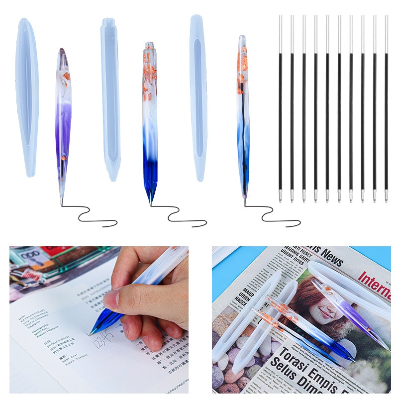 1pc Transparent Silicone Mould Dried Flower Resin Decorative Craft DIY Ballpoint Pen Mold Epoxy Resin Molds for Jewelry