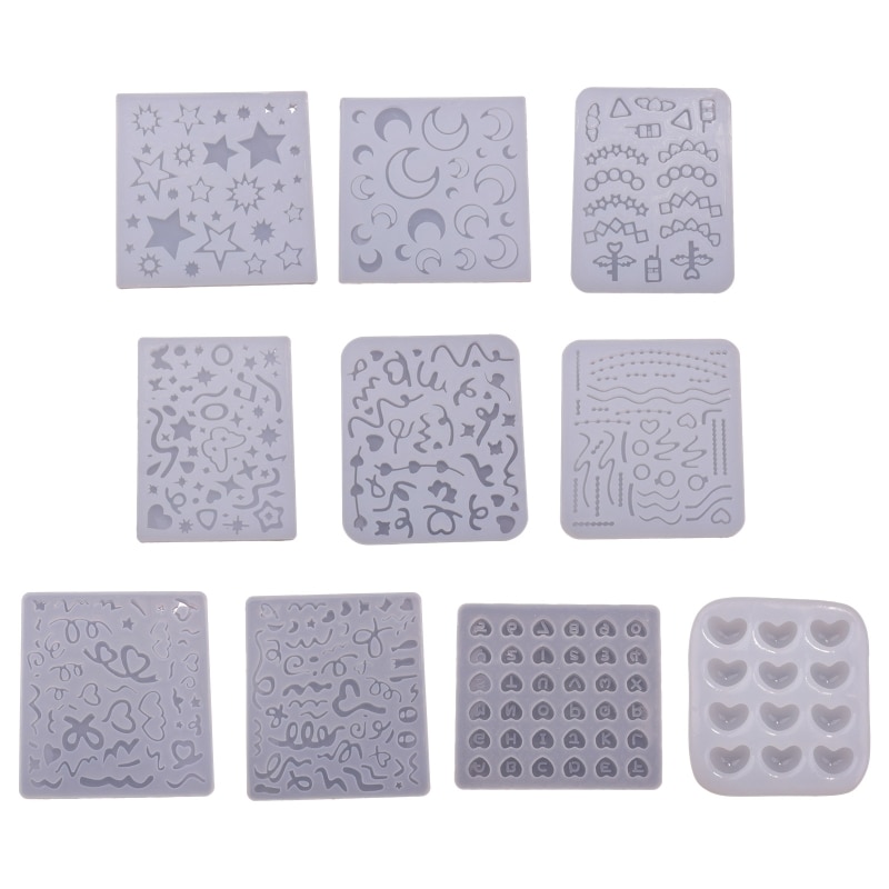 DIY Mini Heart Star Silicone Shaker Filler Mold Handmade Tiny Quicksand Filler Earring Pendant Nail Art Decor Mould 10 Styles