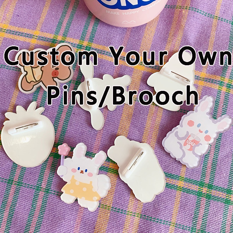 Custom Acrylic Brooches Popular Fashion Clothing Bags Accessories Kids DIY Personalized Design Gifts Pins