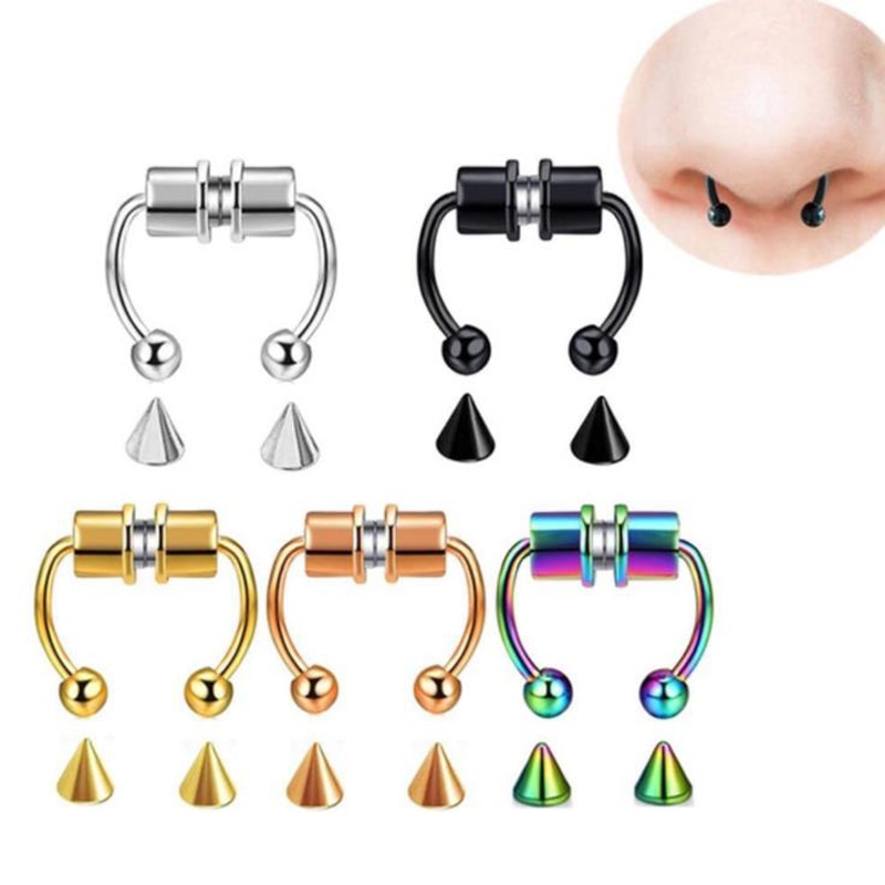 Fake Piercing Nose Ring Alloy Nose Piercing Hoop Septum Rings For Women Fashion Body Jewelry Gifts Magnetic Fake Piercing