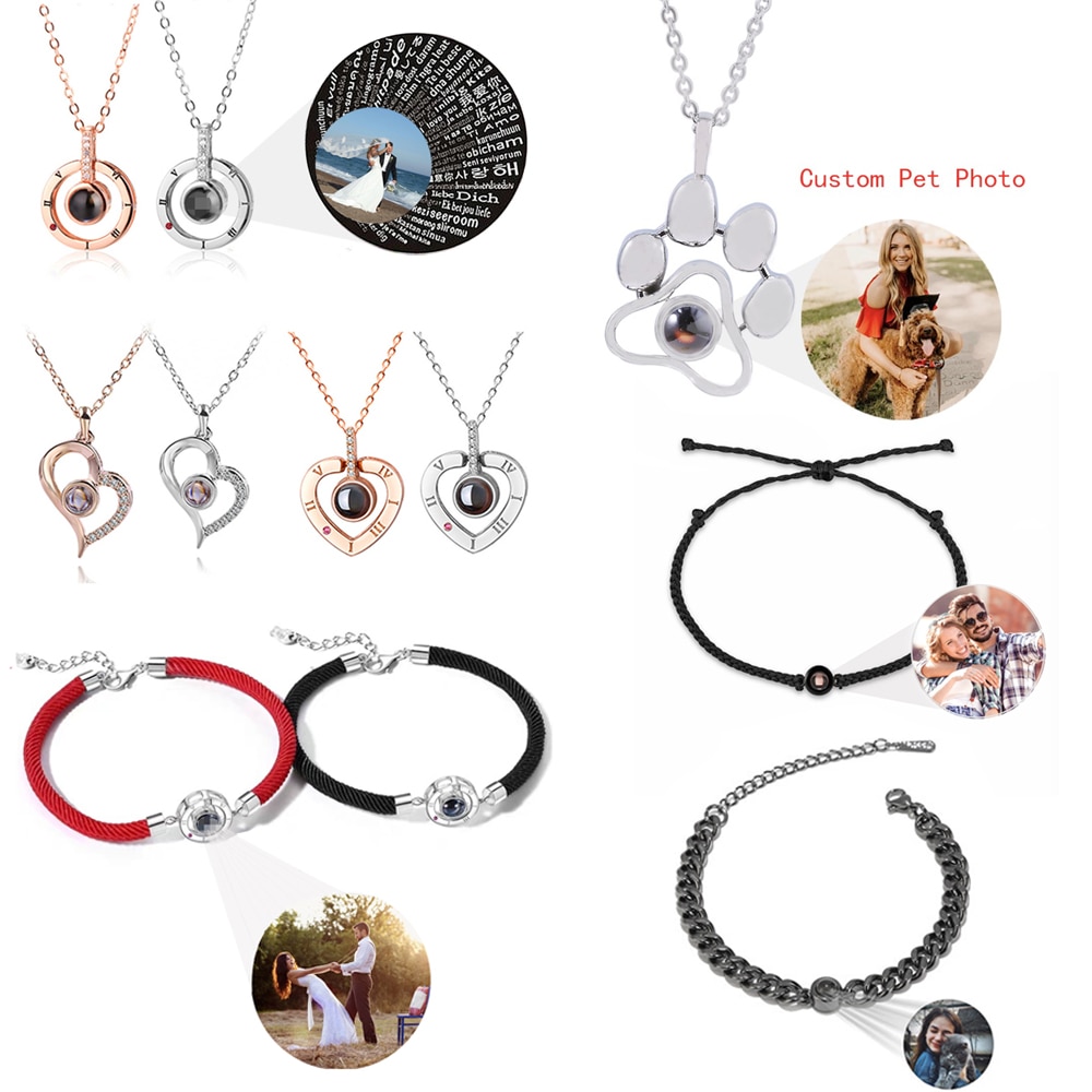 Custom Circle Photo Projection Bracelet Personalized Handmade Bracelets for Couple Family Friend Christmas Valentine's Day 