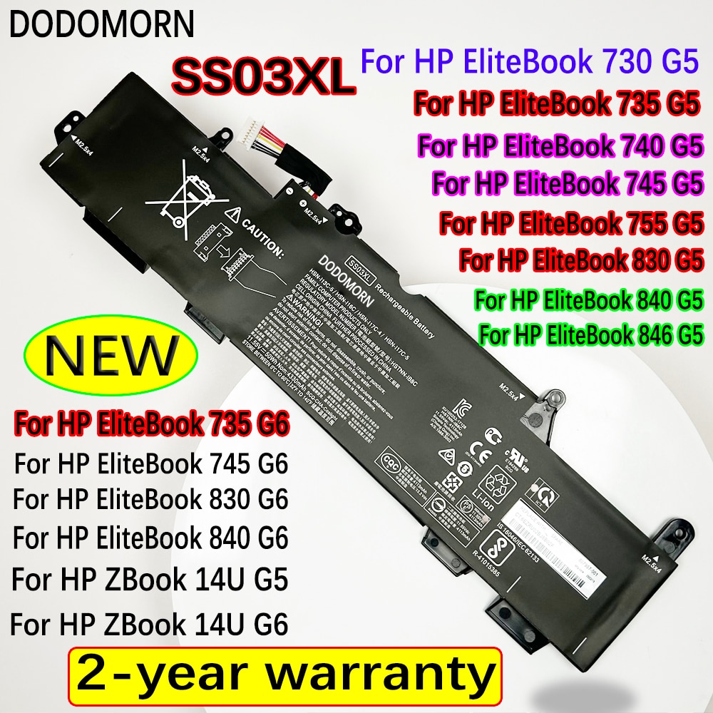DODOMORN SS03XL Laptop Battery For HP EliteBook 730 735 740 745 755 830 840 846 G5 ZBook 14u G5 G6 EliteBook 735 745 830 840 G6