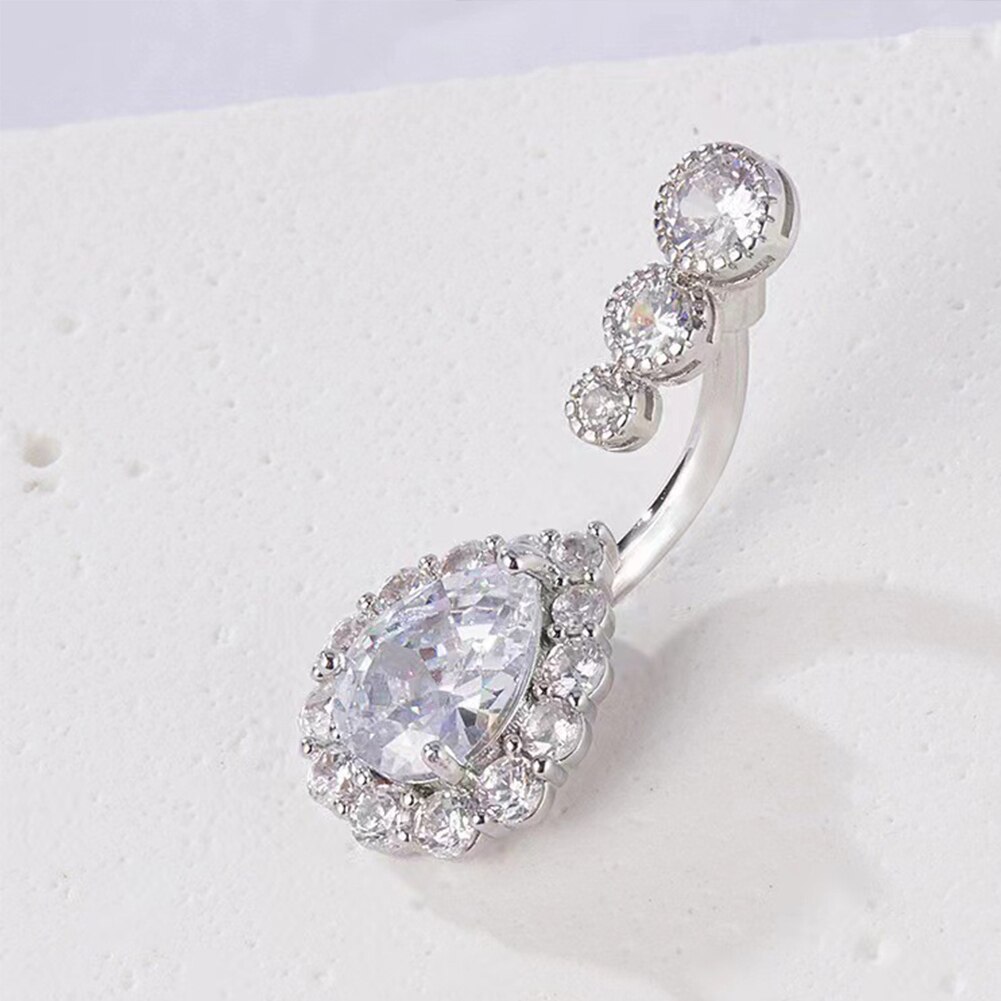 1Pc Surgical Steel Belly Button Ring Drop-shaped Navel Piercing Belly Ring Sexy Women Belly Piercing Body Jewelry