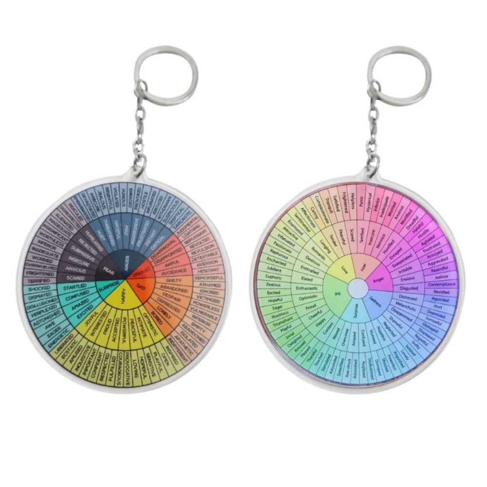 Round Emotion Double Sided Bag Ornament Backpack Pendant Feelings Wheel Keychain Friendship Remembrance Car Keyring