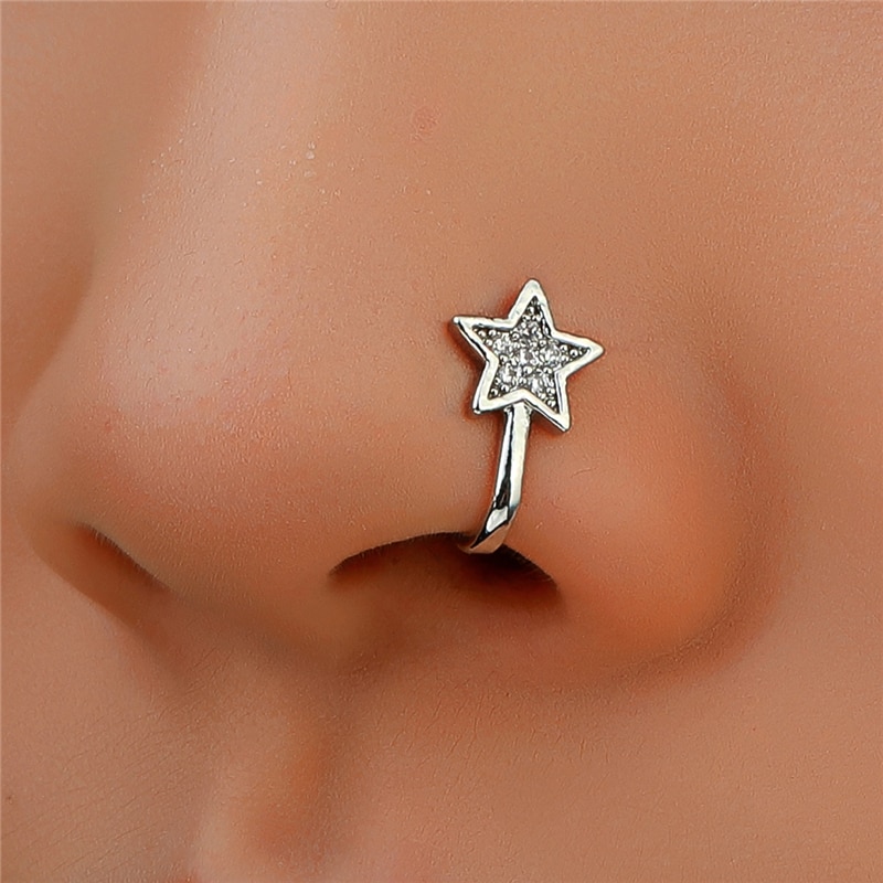 Women Nose Clip Non-perforated U-shaped Fake Nose Piercing Jewelry Star Rings Fashion Jewelry Septum Piercing For Ladies