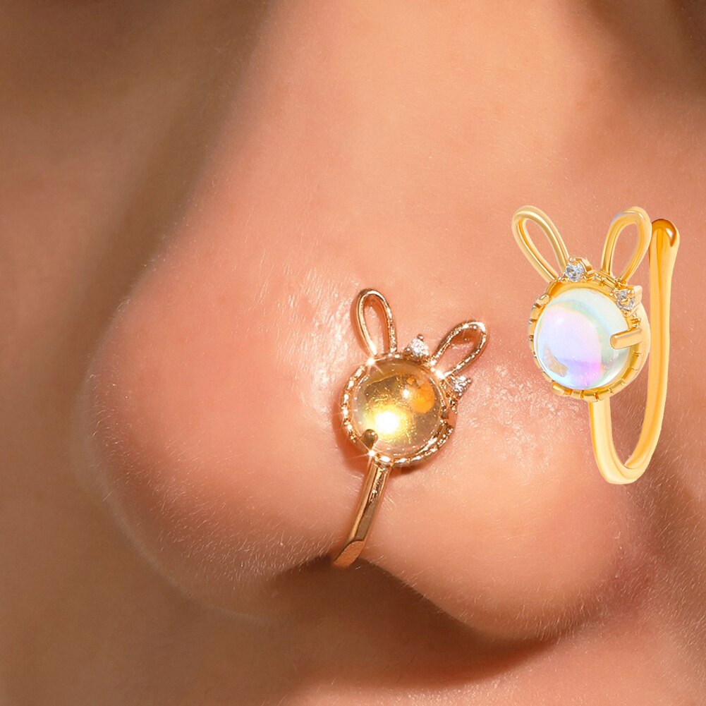 Non Pierced Without Hole Nose Ring Rabbit Nose Ring Piercing Nose Ring Body Jewelry Gifts Nose Hoops U Shape Nose Clip