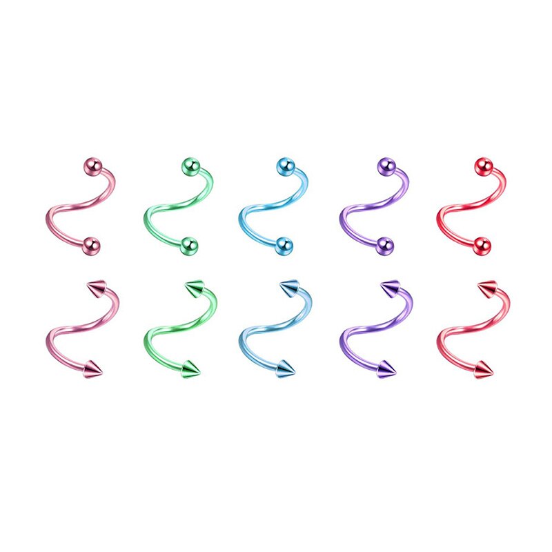 1PCS Stainless Steel Twist Helix Earring Cartilage Jewelry S Shape Eyebrow Ring Piercing Lip Ring Twist Tragus Earring Stud