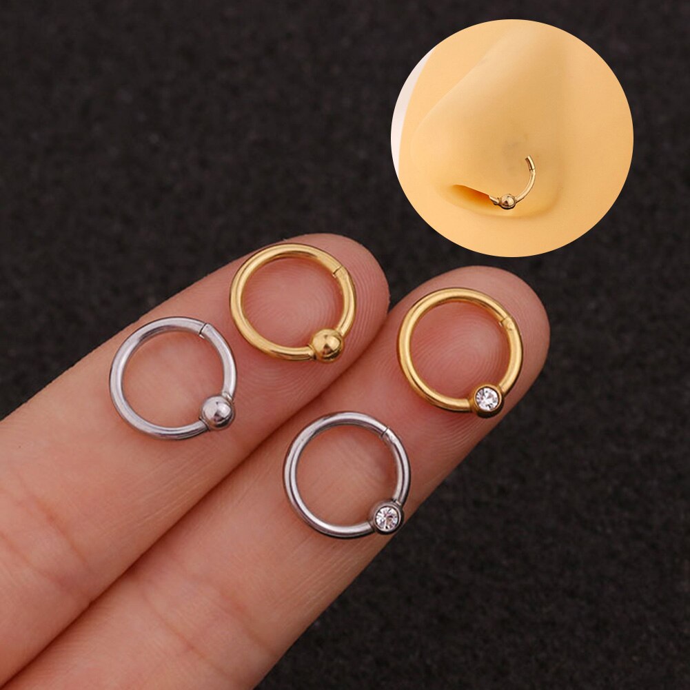 1PCS Surgical Steel Captive Bead Ring Ear Hoop Nose Ring Loop Ear Tragus Cartilalge Piercing Ring Body Jewelry Earring Nose Clip