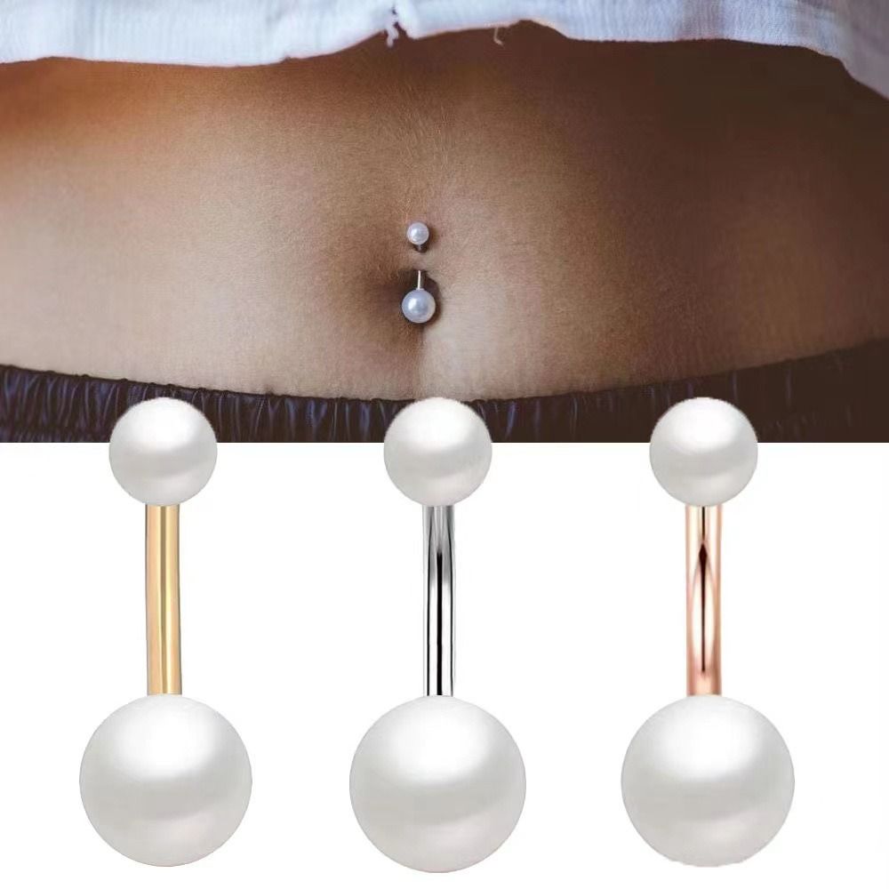 Earring Stainless Steel Gifts Women Pearls Navel Ring Body Piercing Jewelry Geometric Belly Piercing Belly Button Ring