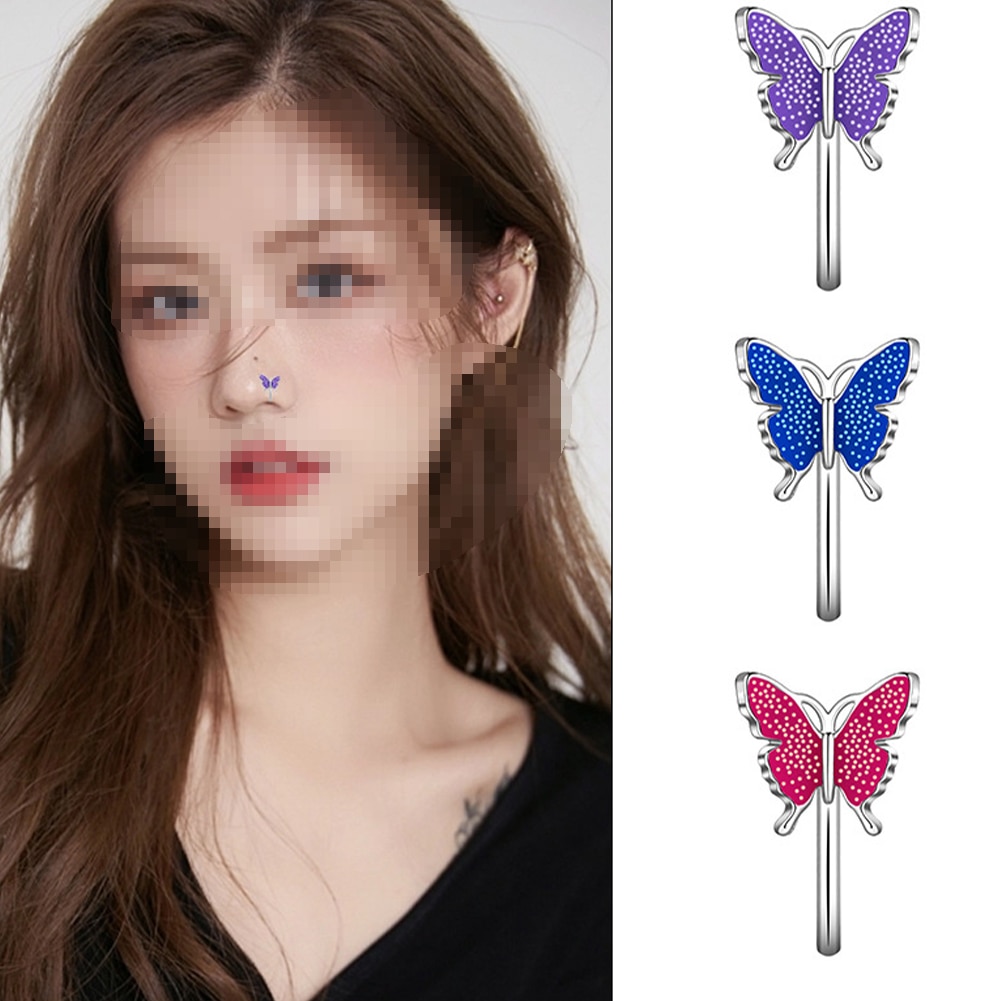 2023 New Non-perforated U-shaped Nose Clip Fake Nose Piercing Jewelry Butterfly Rings Fashion Jewelry Septum Piercing