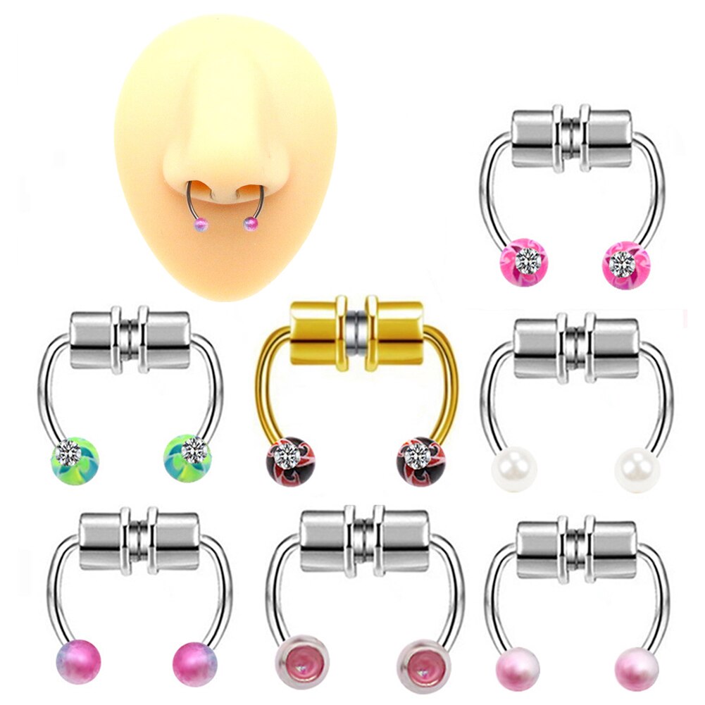 Nose Hoops Nose Clip Fake Piercing Nose Ring Body Jewelry Gifts Magnetic Fake Piercing Nose Clip Cuff Ring Nostril Body Jewelry