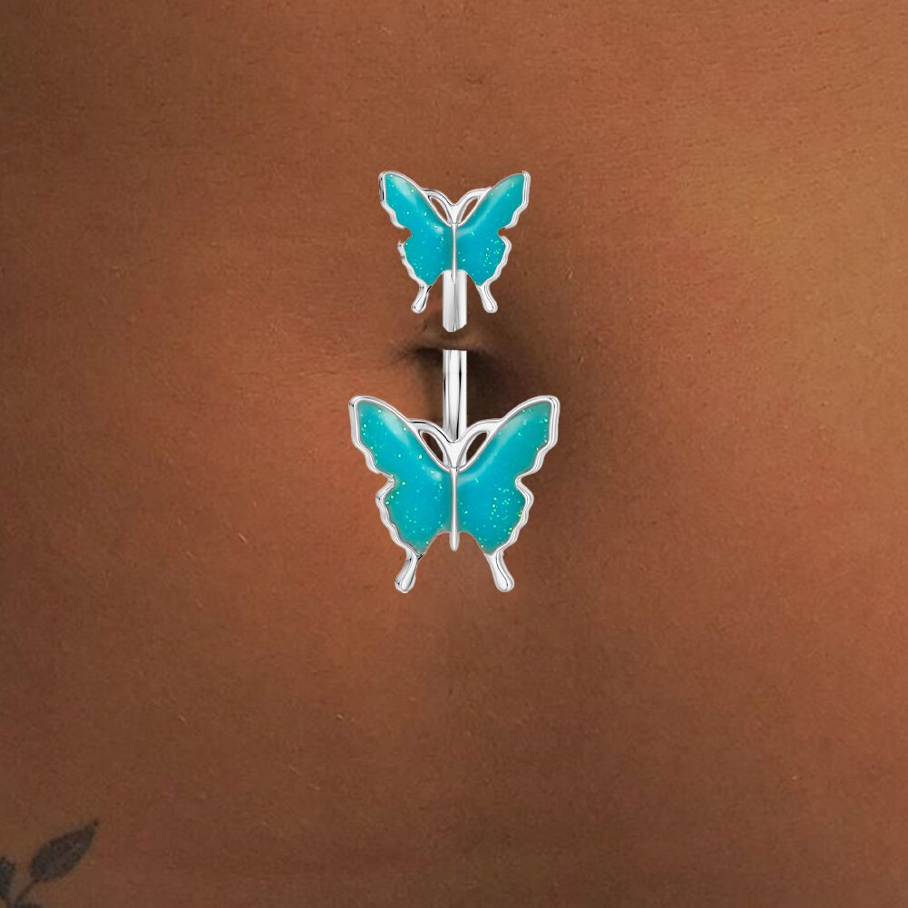 1PC Steel Belly Button Rings Oil Piercing Navel Butterfly Style Navel Piercing Earring Belly Piercing Sexy Body Jewelry Ombligo