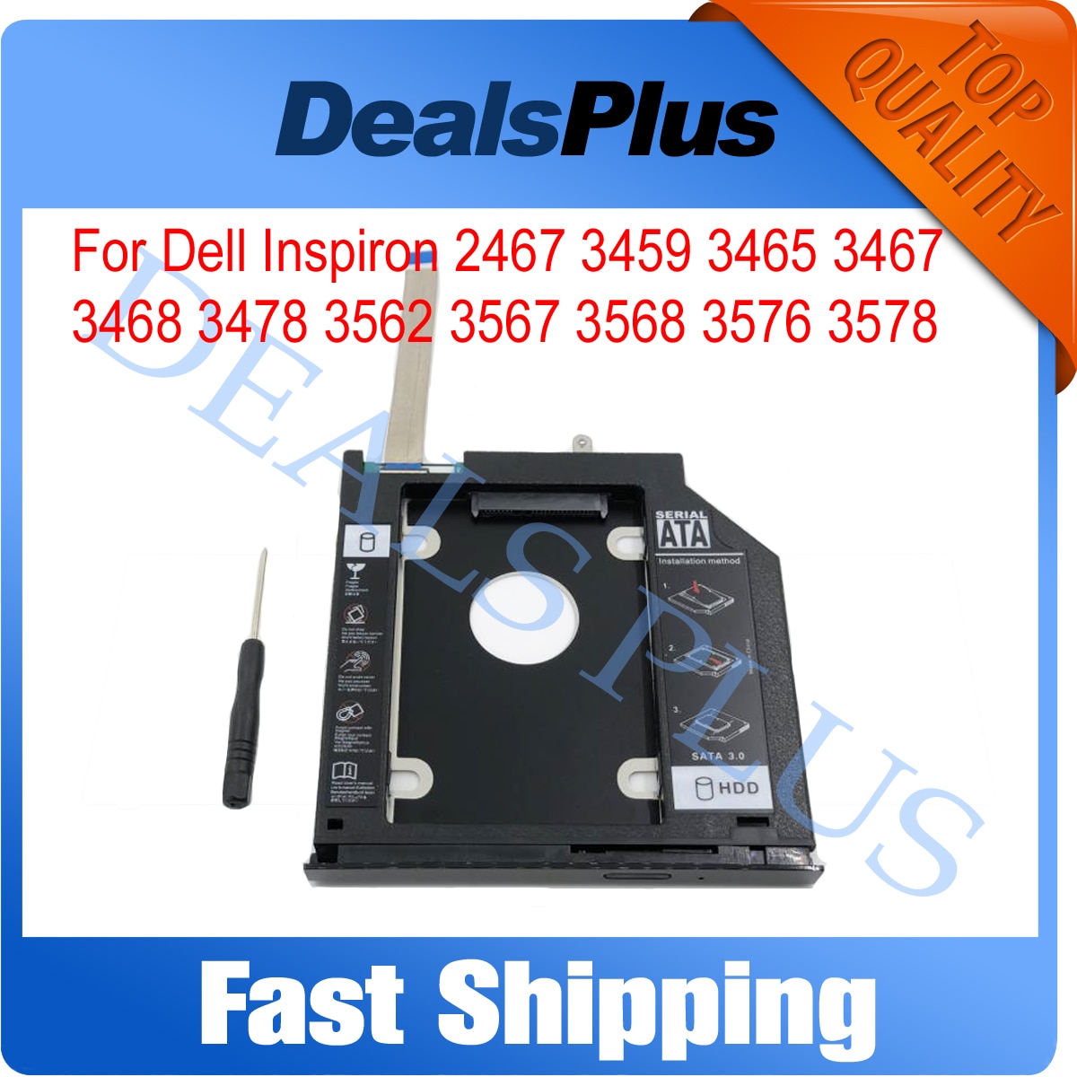 New 9.5mm 2nd SSD HDD Hard Disk Drive Caddy Replacement For Dell Inspiron 2467 3459 3465 3467 3468 3478 3562 3567 3568 3576 3578