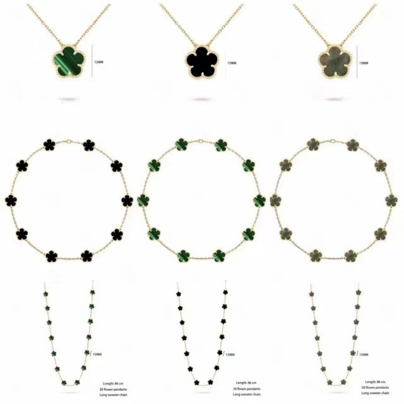 Natural fritillary four-leaf clover necklace 15mm pendant women's necklace stylish five-leaf clover necklace free delivery
