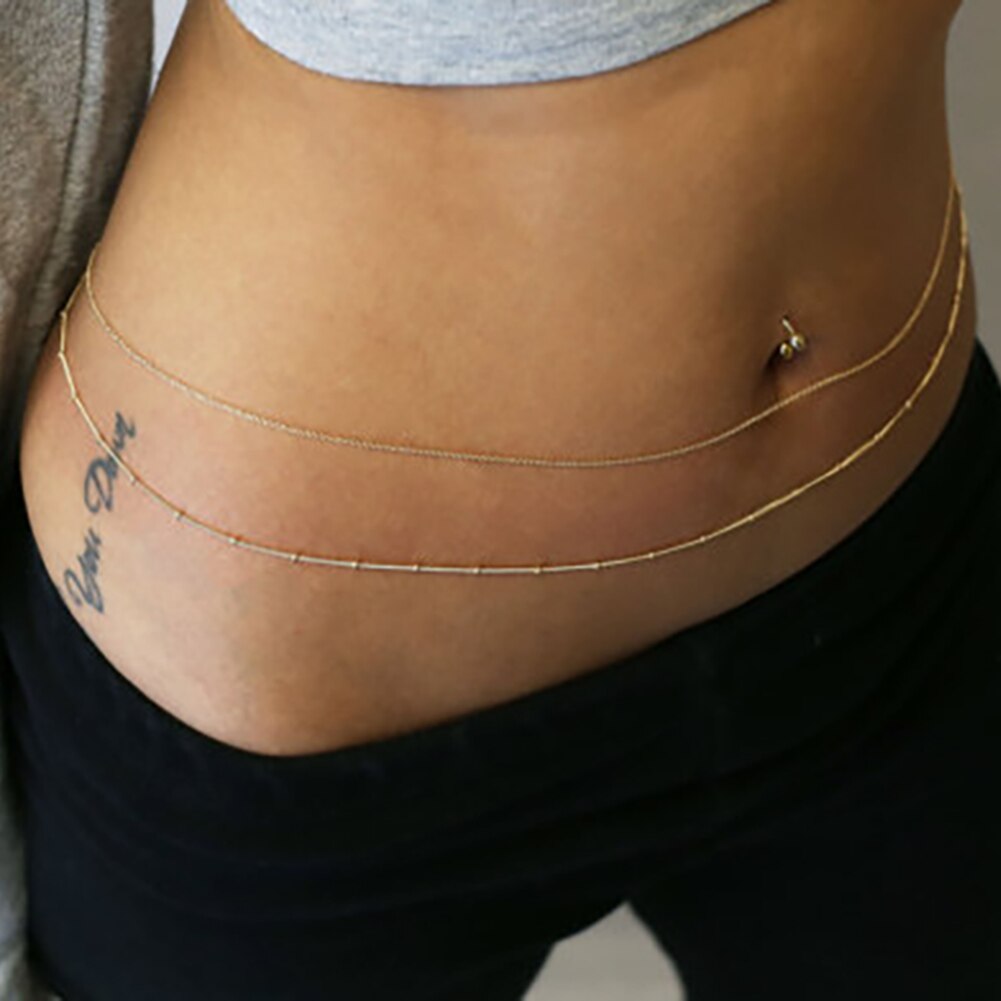 Women Double Layer Necklaces Multilayer Belly Chain Sexy Fashion Waist Body Jewelry Accessories New Gift