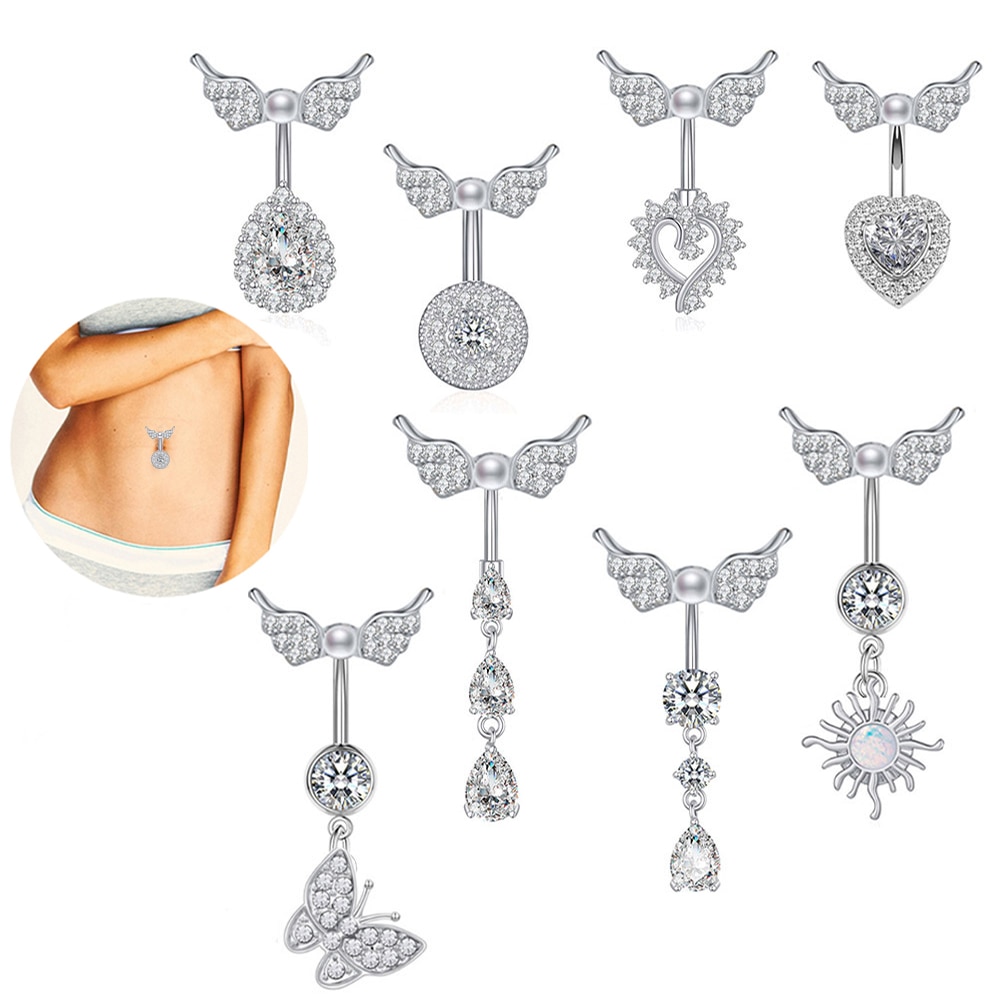 Zircon Butterfly Pendant Crystal Belly Button Rings Piercing Navel Nail Body Jewelry For Women Fashion Body Piercing Jewelry