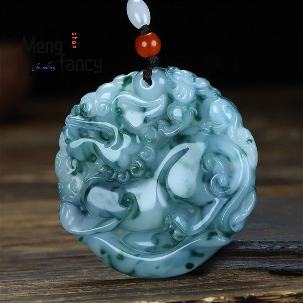Natural Hetian Colourful Jade Floating Flower Pixiu Pendant Exquisite Fashion Fine Jewelry Best Selling Handicraft Holiday Gift