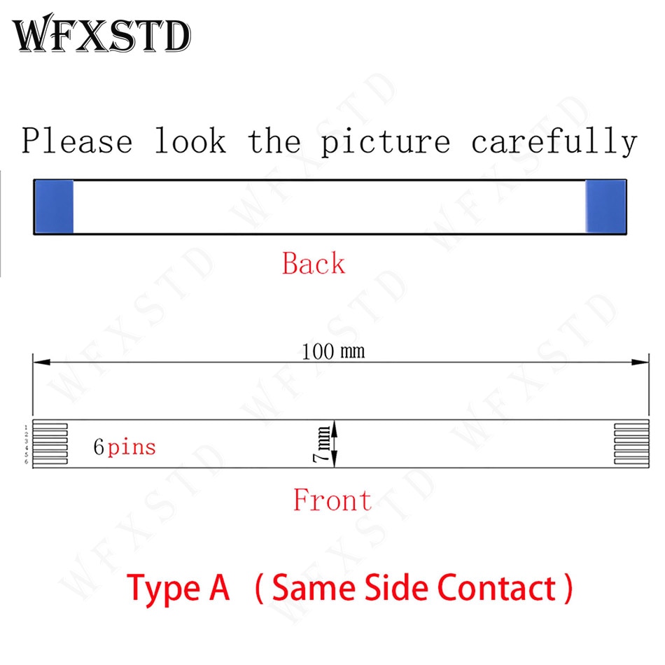 6pins 7mm 10cm Type A New Flex cable AWM 20624 80C 60V VW-1 E118077 or E129545 or Other 2896 Same Side Copper Contact