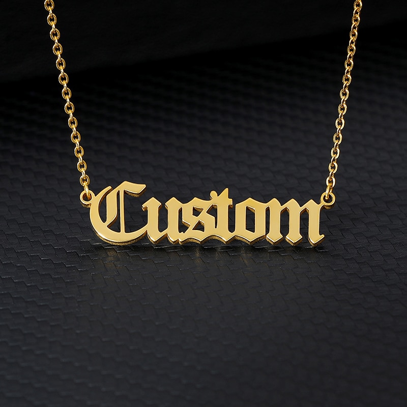 Old English Custom Name Necklaces For Women Men Stainless Steel Customized Necklace Pendant Jewelry Personalized Goth Neck Chain