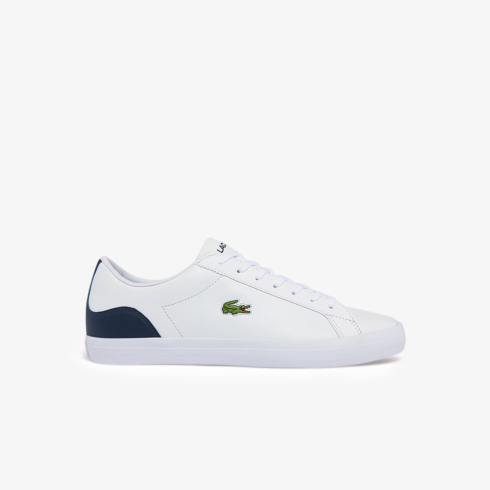 Lacoste Men's Lerond Leather and Synthetic Trainers Size 12 UK White & Navy