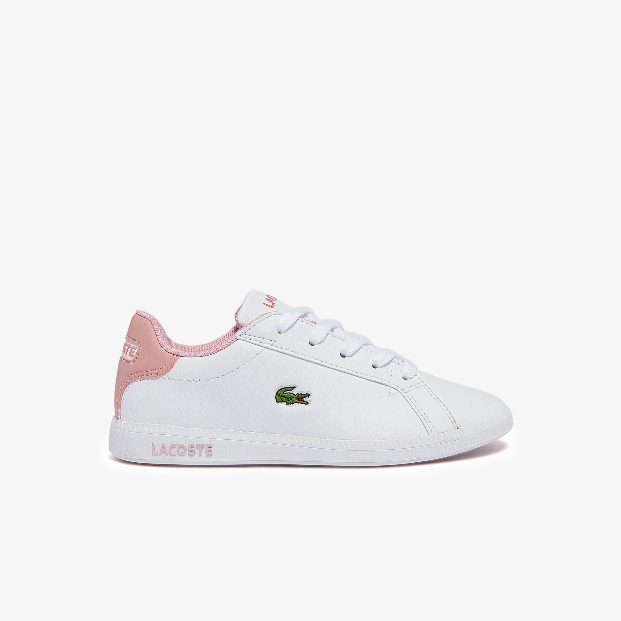 Lacoste Children's Graduate Synthetic Trainers Size 1 UK White & Light Pink