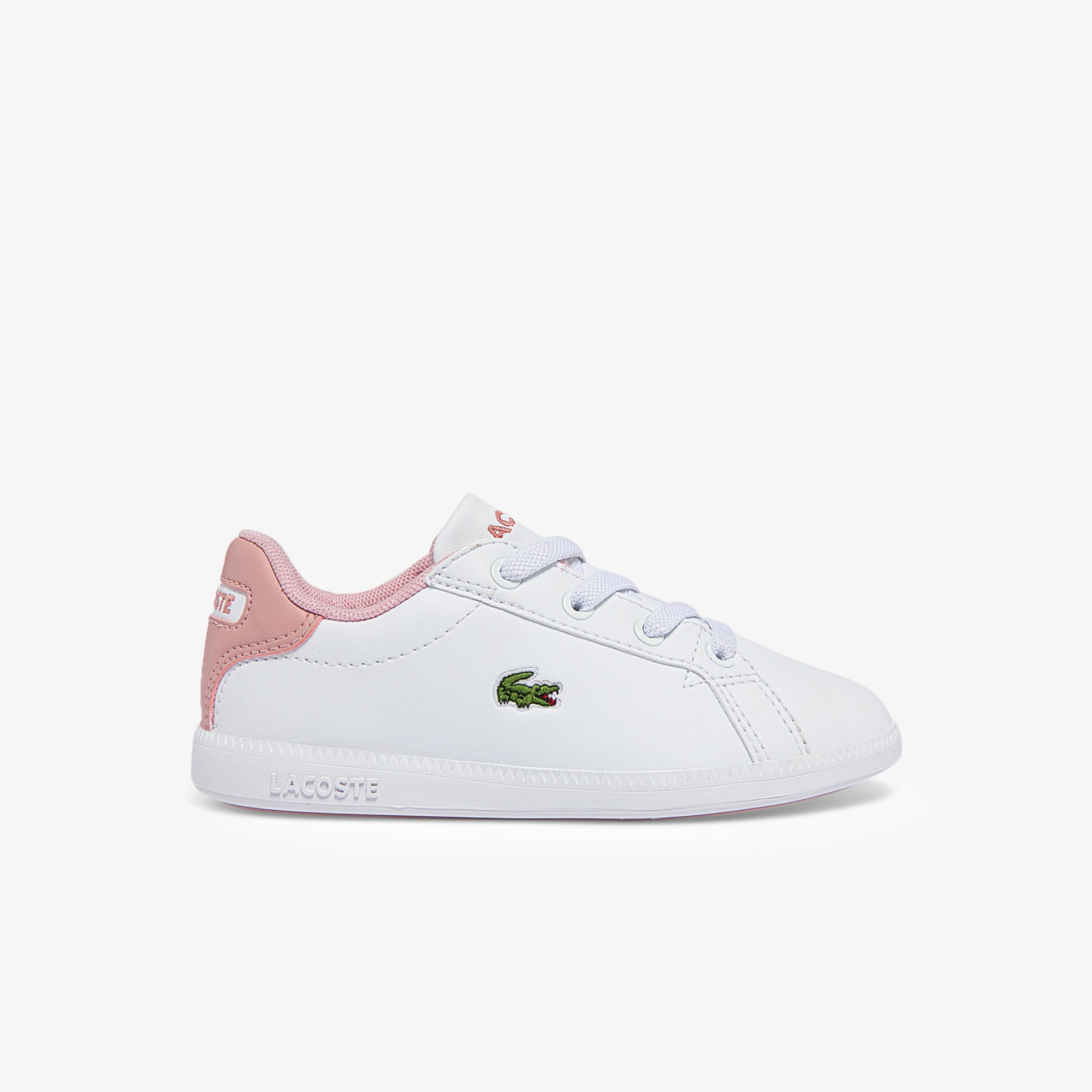 Lacoste Infants' Graduate Synthetic Trainers Size 5 UK Kids White & Light Pink